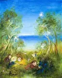 Gathering Flowers by David Boyd, oil on composition board, sold Nov 2007