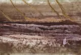 Figure In Landscape by Sidney Nolan, 1969, oil on paper on board, sold Nov 2007