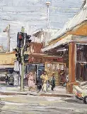 Summer Hill Pedestrians by Nicholas Harding, 2002, oil on canvas on board, sold Nov 2007