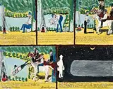 Waltzing Matilda by Sam Byrne, oil and enamel on composition board, sold Nov 2007