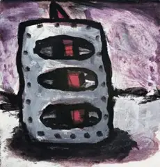 Drawing (Armoured Object) by Peter Booth, 1982, watercolour and ink on paper, sold Nov 2007