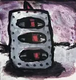 Drawing (Armoured Object) by Peter Booth, 1982, watercolour and ink on paper, sold Nov 2007