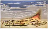 The Fall (Incendiary Detritus) by Tim Storrier, 2001, colour lithograph, sold Nov 2007