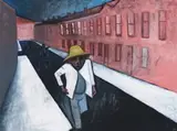 Man Walking Home by Robert Dickerson, 1966, oil and enamel on composition board, sold Apr 2008
