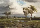Northcote By Side Of Brunswick, Melbourne by Louis Buvelot, 1871, oil on canvas on panel, sold Apr 2008