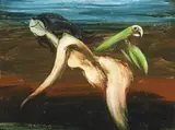 Woman And Parrot by Albert Tucker, 1966, oil on composition board, sold Apr 2008