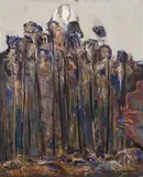 Saplings by Fred Williams, 1959, oil on composition board, sold Apr 2008