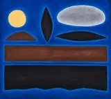 Blue Night And Full Moon by John Coburn, 2003, oil on canvas, sold Apr 2008