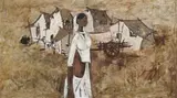 Young Woman And Village by B. Prabha, c.1972, oil on canvas on board, sold Apr 2008