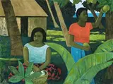 Island Garden, Fiji (Island Scene Verso) by Ray Crooke, oil on canvas (double-sided), sold Apr 2008