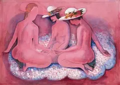 Three Graces by Charles Blackman, 1993, oil on canvas, offered Apr 2008