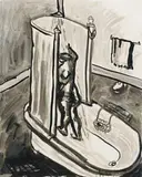 Woman In The Shower by Joy Hester, c.1945, brush and ink on paper, offered Apr 2008
