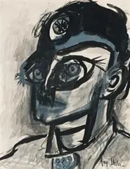 Face by Joy Hester, c.1948-1949, ink on paper, offered Apr 2008