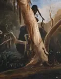 Aborigines Hunting by Thomas Balcombe, 1850s, oil on canvas, sold Apr 2008