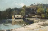 Cove Scene With Boat Houses by Albert Henry Fullwood, c.1894, oil on canvas, sold Apr 2008