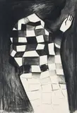 Girl In Chequered Dress by Charles Blackman, 1964, charcoal on paper, sold Apr 2008