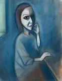 Young Woman by Robert Dickerson, pastel on paper, sold Apr 2008