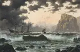 Shipping In Stormy Seas On The French Coast by Haughton Forrest, oil on board, sold Apr 2008