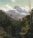 The Acropolis, Lake St Clair by Haughton Forrest, oil on board, sold Apr 2008