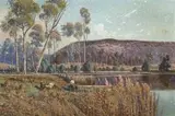 Figures By The River by W. Lister Lister, 1914, oil on canvas, sold Apr 2008