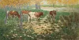 Cattle In Autumn by Harold Septimus Power, oil on canvas, sold Apr 2008
