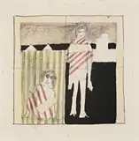 Bathers, St Kilda Baths by Sidney Nolan, c.1943, ink, pencil, watercolour and collage, offered Apr 2008