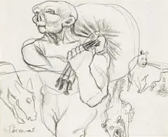 Bagman by John Perceval, c.1942, pencil on paper, offered Apr 2008