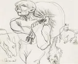 Bagman by John Perceval, c.1942, pencil on paper, offered Apr 2008