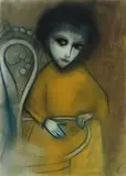 Woman In A Chair by Robert Dickerson, pastel on paper on board, sold Apr 2008