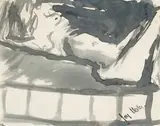 Reclining Female Figure by Joy Hester, c.1945, ink on paper, offered Apr 2008