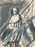 Woman At Handrail by Joy Hester, c.1945, ink and watercolour on paper, offered Apr 2008