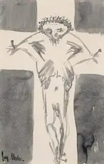 Crucifix by Joy Hester, c.1945, ink on paper, offered Apr 2008