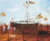 Kids In The Bore Tank by Hugh Sawrey, oil on canvas, offered Apr 2008