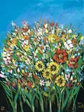 Sunflowers And Wildflowers by Pro Hart, 1988, oil on canvas, sold Apr 2008