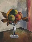 Bowl Of Fruit by Roland Wakelin, 1935, oil on card, sold Apr 2008