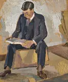 Man Reading (Portrait Of John Young) by Roy De Maistre, c.1927, oil on board, offered Apr 2008