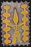 Kurtal With Dance Poles by Jarinyanu David Downs, 1986 - 87, natural earth pigments and synthetic polymer paint on board, sold Mar 2009