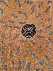 Untitled by Tim Leura Tjapaltjarri, 1974, synthetic polymer paint on board, sold Mar 2009