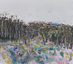Yellow Gorse, Yan Yean by Fred Williams, 1972, oil on canvas, sold Nov 2011