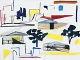 Trees And Structures by Ken Whisson, 1987, oil on canvas, offered Nov 2011