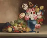 Still Life With Flowers And Fruit by William Buelow Gould, c.1851, oil on canvas, sold Nov 2011