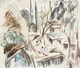 Stacking Wood, Heidelberg by Russell Drysdale, 1937, watercolour and pencil on paper, offered Nov 2011