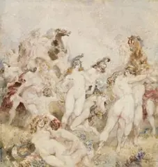 The Amazons by Norman Lindsay, c.1930, watercolour on paper, sold Nov 2011