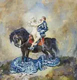 The Dragon Slayer by Norman Lindsay, 1945, watercolour on paper, offered Nov 2011