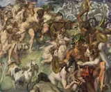 Bacchanalia by Ivor Hele, oil on canvas, offered Nov 2011
