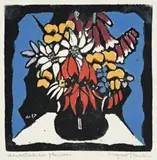 Australian Flowers by Margaret Preston, 1927, hand coloured woodcut, offered Nov 2011