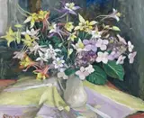 Columbines by Margaret Olley, 1962, oil on board, sold Nov 2011