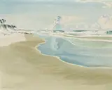 Beach Scene by Kenneth Robertson Macqueen, watercolour on paper, sold Nov 2011