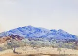 Central Australian Landscape by Albert Namatjira, watercolour on paper, sold Nov 2011