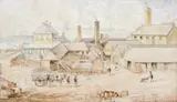 Fowler Pottery, Camperdown by John Rider Roberts, 1865, watercolour on paper, sold Nov 2011